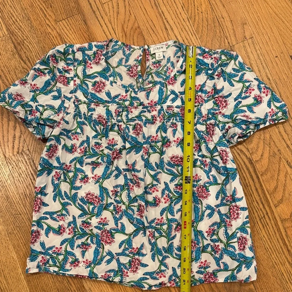 J. Crew Floral Print Blouse in Blue and Pink